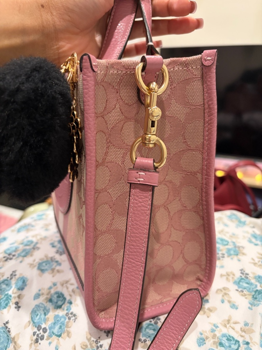 Coach Dempsey Signature Jacquard Mini Satchel (Pink) - Picture 7 of 17
